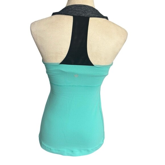 Lululemon No Limits Green Black Built In Sport Bra Racerback Tank Top Size 6 - Picture 4 of 7